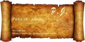 Petrik Jónás névjegykártya